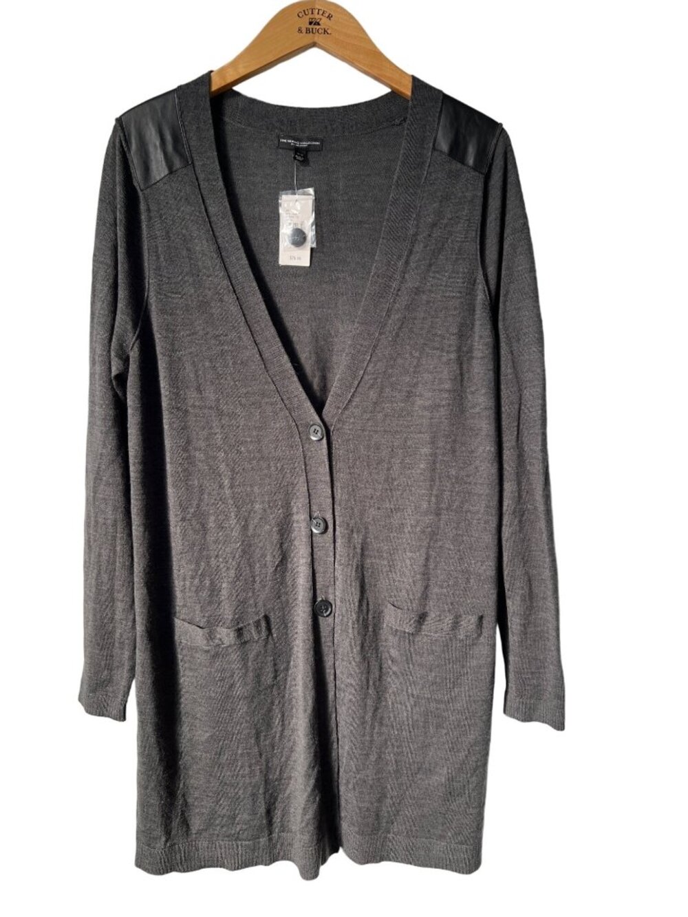 Lane Bryant Fine Merino Collection Cardigan Sweater Womens 14/16 Gray Cozy NEW F